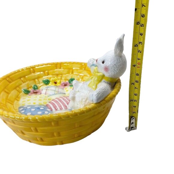 Hallmark Easter Bunny Rabbit Candy Dish Trinket Bowl Pastel Eggs Spring Flowers - Picture 5 of 6
